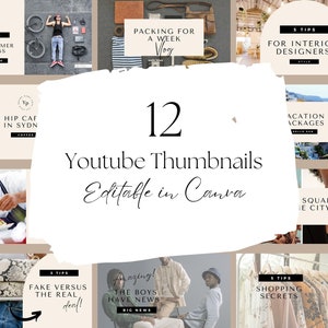Neutral YouTube Branding Kit | Editable Channel Banner, Intro, Outro & Video Thumbnail | Aesthetic Lifestyle Canva Templates
