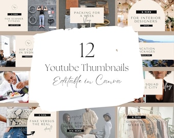 Neutral YouTube Branding Kit | Editable Channel Banner, Intro, Outro & Video Thumbnail | Aesthetic Lifestyle Canva Templates