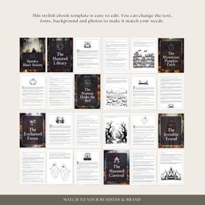 May include: A set of 10 Halloween-themed ebook covers with illustrations and text. The covers feature titles like "Spooky Short Stories", "The Haunted Library", "The Monster Under the Bed", "The Enchanted Forest", "The Mysterious Pumpkin Patch", "The Haunted Carnival", and "The Invisible Friend".