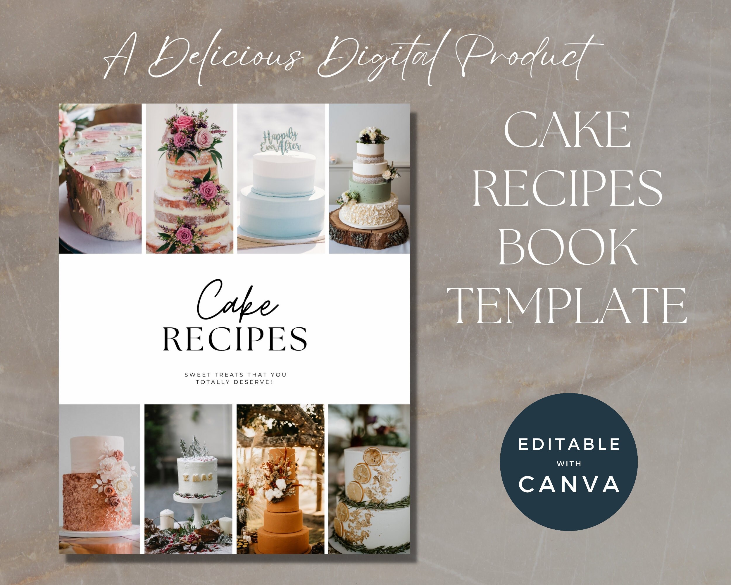 Recipe Template, INSTANT DOWNLOAD, Foodie Magazine, Canva Template for Recipes, Cake Recipe Ebook, Bakers Template, Baking Recipe Book