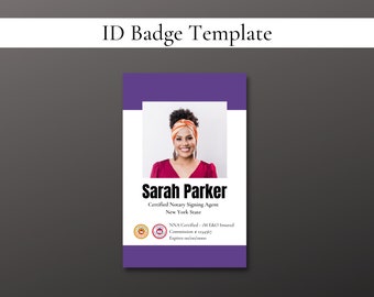 ID Badge Template for Notary Signing Agents, ID Badge Template, Notary Security Badge, Professional Notary ID Badge, Notary Resources