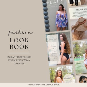 Fashion Lookbook Template, Canva Magazine Template, Fashion Catalog Template, Product Brochure, Editable Canva, Look Book Ebook Template
