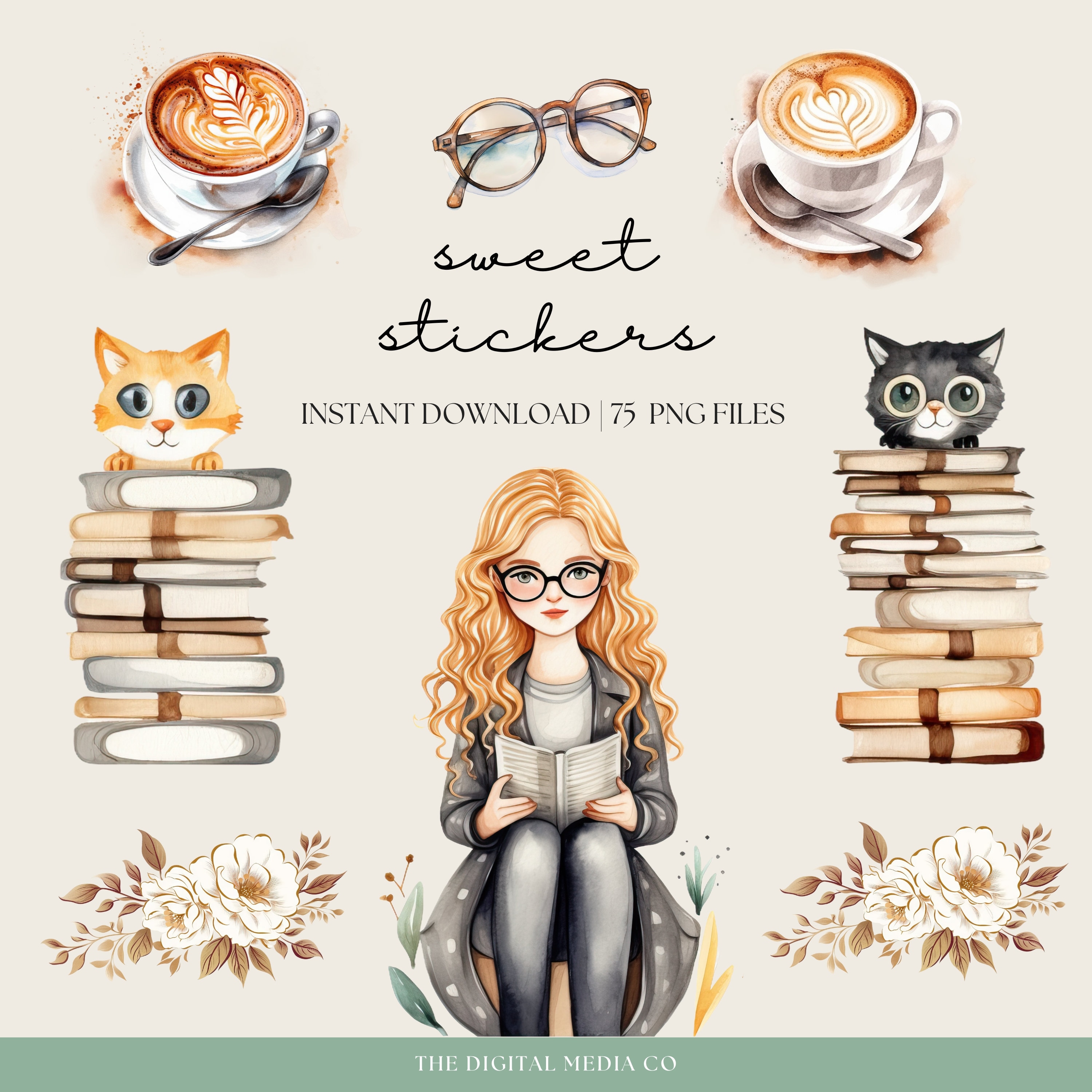 Book Lover Digital Planner Stickers | Digital Sticker Book | Goodnotes  Stickers | Bookworm Stickers | Goodnotes Planner | iPad Sticker | Png - Etsy, image size:3000x3000