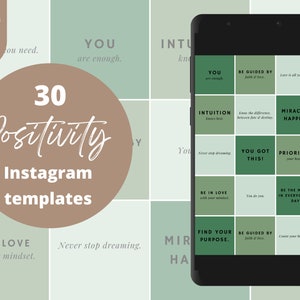 30 Positivity Instagram Feed Templates, Mindset Social Media Posts, Canva Templates For Positive Business People, Instagram Posts