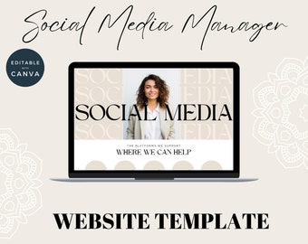 Social Media Manager Portfolio Template | Minimalist Marketing Manager Portfolio Canva Template | Niche Marketing |Content Creator Brand Kit
