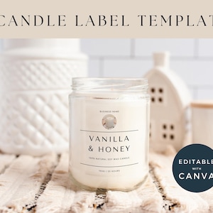 Editable Candle Label Template | Minimal Style Candle Label | Customisable Label | Wax Melt Label | Candle Label Bundle | Canva Photo label