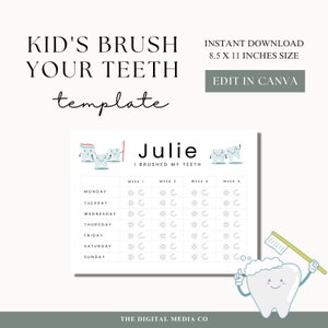 Zahnputz Tabelle | Zahnarzt Social Media Marketing | Pinsel Teeth Chart | Leinwand Flyer | Zähneputzen | Visuelle Lerner