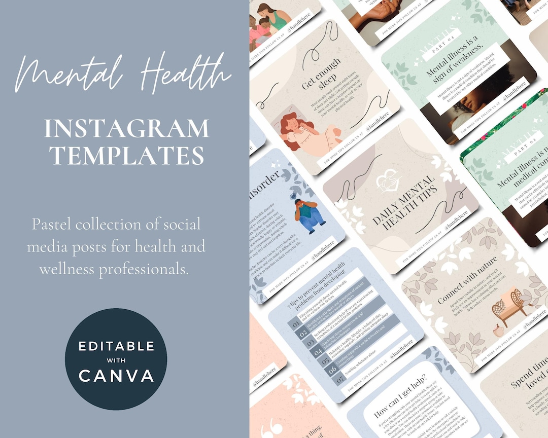 Canva Template Mental Health, Wellness Mental Health Instagram ...
