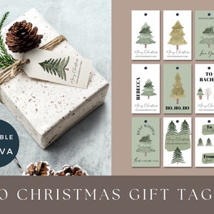 Canva Template Christmas Gift Tag, Christmas Gift Tag Template, Printable Gift Tags Christmas Canvas, Christmas Gift Tags Editable