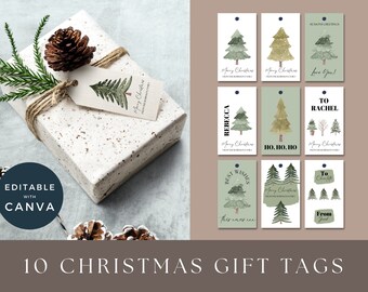 Canva Template Christmas Gift Tag, Christmas Gift Tag Template, Printable Gift Tags Christmas Canvas, Christmas Gift Tags Editable