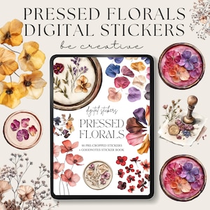 Pressed Flower Digital Stickers, Goodnotes Floral Stickers, Plant Stickers, Goodnotes Planner Collection, Notability Ipad Set, Png Stickers
