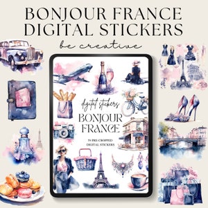 Bonjour France Digital Planner Stickers, Goodnote Stickers, French Travel Stickers, Paris Tourism Digital Stickers Goodnotes, Notability PNG