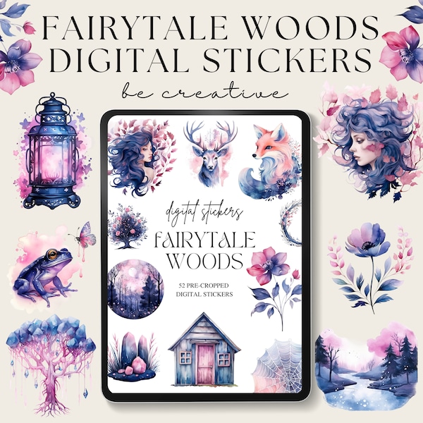 Stickers numériques Fairytale Woods, Stickers célestes Goodnotes, Stickers PNG Witchy Woo, Stickers Fantasy, Déco mystique