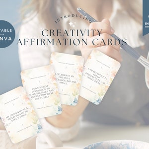Kreativität Affirmationskarten Vorlage Canva, Affirmation Station, Printable Affirmation Deck, druckbare Kunst Affirmationskarten, Inspirational