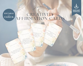 Creativity Affirmation Cards Template Canva, Affirmation Station, Printable Affirmation Deck, Printable Art Affirmation Cards, Inspirational