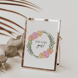 She Said Yes Sign, Printable Engagement Sign, Just Engaged Sign, Canva ...