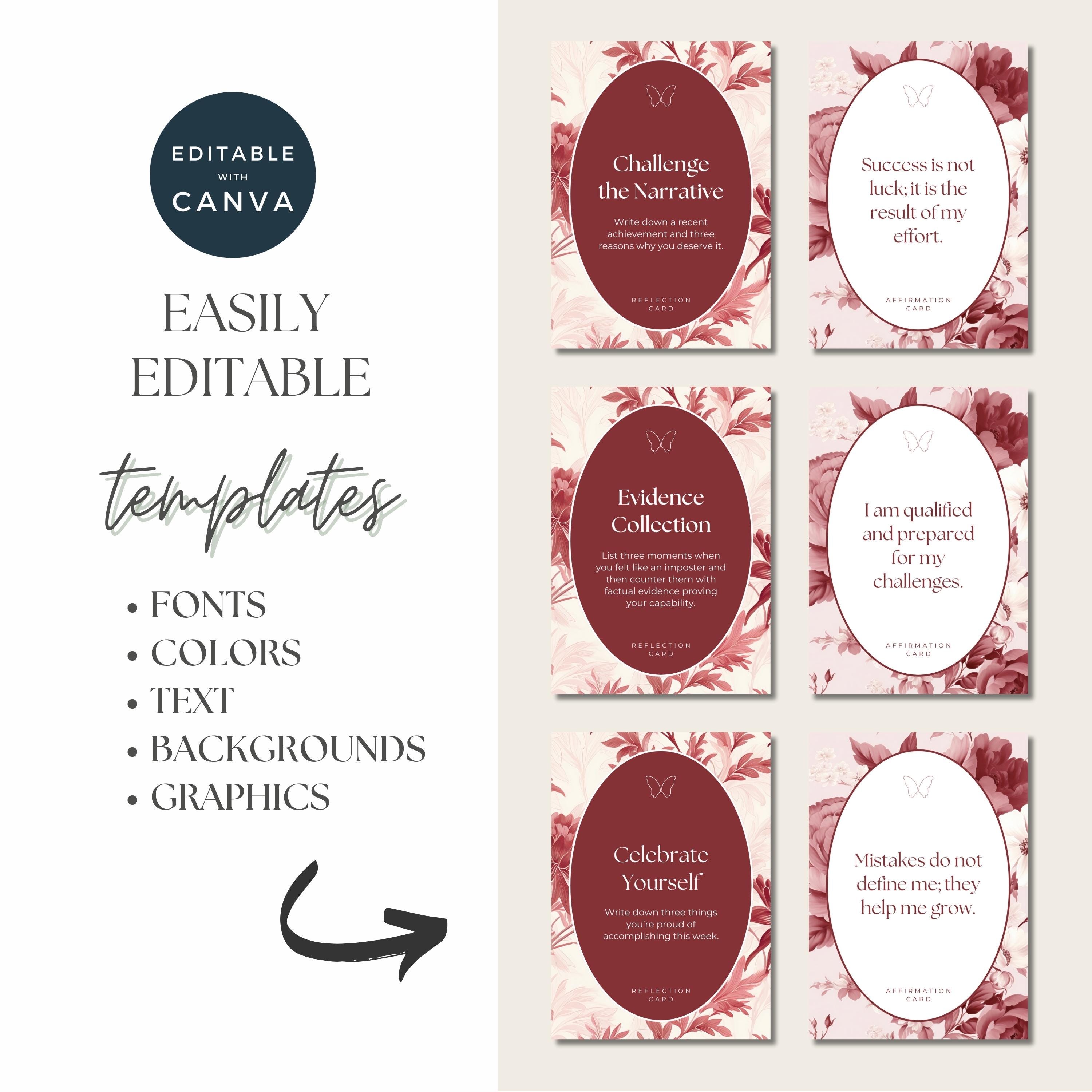 Imposter Syndrome Affirmation Cards Printable – 30 Self-worth Cards ...