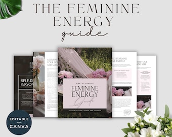 Utskrivbar guide till feminin energi | Canva-arbetsbok för självupptäckt | Omfamna intuition och flöde | Personlig utvecklingsdagbok i PDF-format