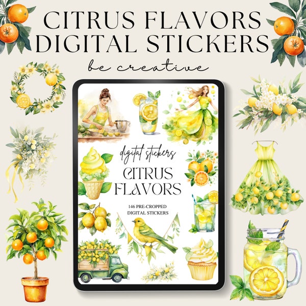 Citrus Digital Stickers, Lemon Sticker Set, Goodnotes Oranges Stickers, Lime Stickers, Fruity Notability Decorations, Fresh Embellishments