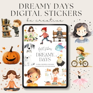Dreamy Days Digital Planner Stickers | Digital Sticker Set | Goodnotes Stickers | Cartoon Stickers | Goodnotes Planner | Ipad Notability