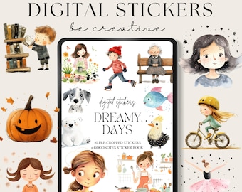 Dreamy Days Digital Planner Stickers | Digital Sticker Set | Goodnotes Stickers | Cartoon Stickers | Goodnotes Planner | Ipad Notability