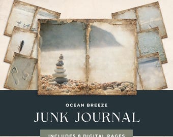 Ocean Breeze Junk Journal, Beach Digital Pages, Seaside Scrapbooking Instant Download, Scrapbook Paper, Sea Insert, Oceanic Art Supplies