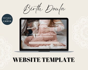 Szablon Doula Canva, Szablon strony internetowej Canva, Strona trenera porodowego Canva, Szablon strony internetowej położnej, Edytowalna strona Canva dla usług Doula