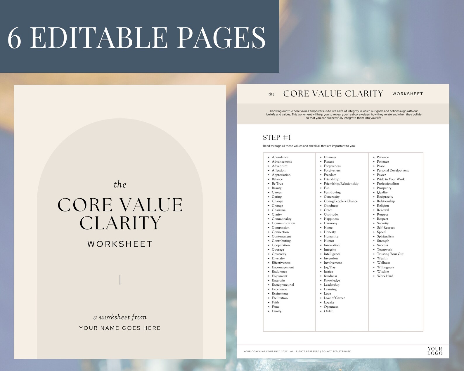 Business coach brand strategy workbook template.