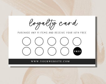 Sjabloon voor loyaliteitskaarten | Klantloyaliteitskaarten | Moderne minimalistische kleine bedrijven | Minimalistisch loyaliteitskaartontwerp | Boho-visitekaartjes