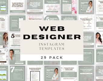 Modelli Instagram per Web Designer / Post Canva / Marketing per la progettazione di siti Web / Social Media modificabili per professionisti della progettazione grafica