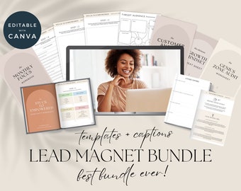 Lead Magnet Bundle For Coaches, White Label Rights Worksheets, Canva Journal Templates, Done For You Freebies, Canva Books