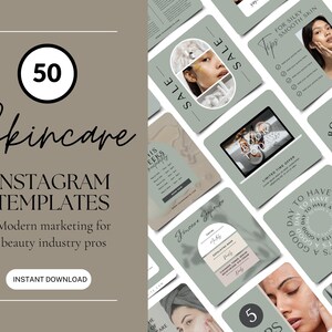 Plantillas de esteticista orgánicas / Plantillas de publicaciones naturales de Instagram Canva / Redes sociales de esteticista de cuidado de la piel / Paleta de cuidado de la piel terrosa