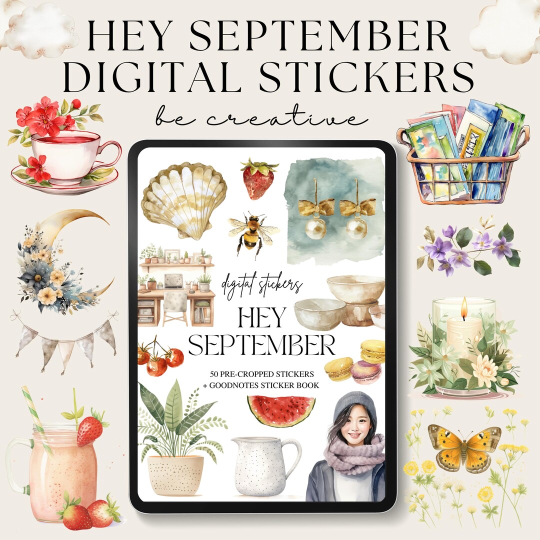 September Digital Stickers, Goodnotes Stickers, Online Planner PNG ...