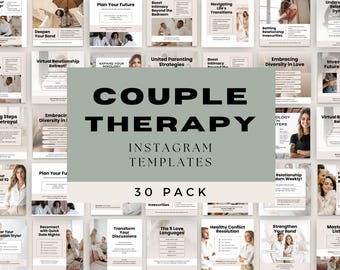 Couple Therapy Instagram Template, Marriage Counselling Posts, Therapist Content, Canva Marketing, Counsellor Social Media Info