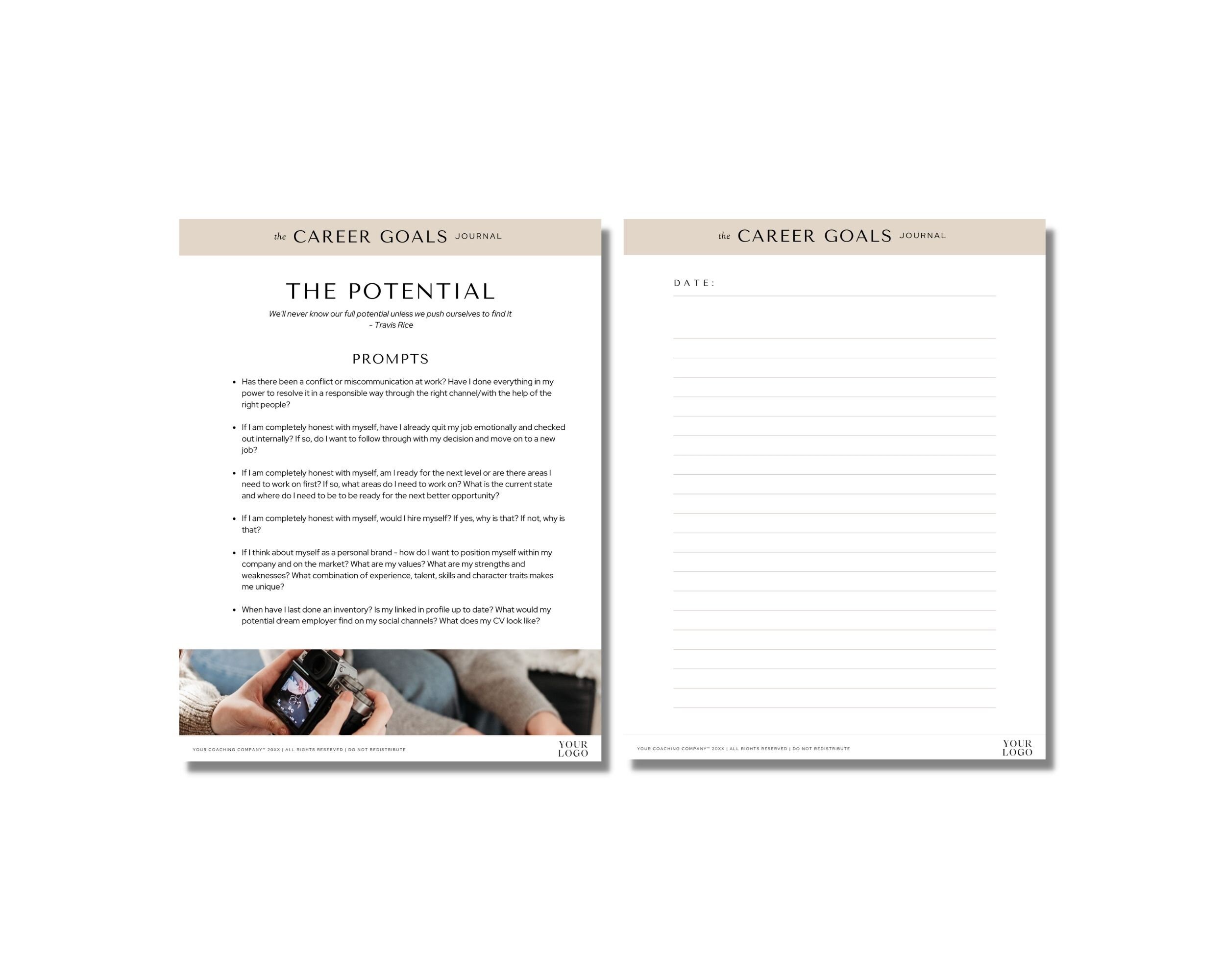 Career Goals Journal, Career Planner, Canva Career Plan Template