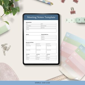 Meeting Notes Template, Small Business Printable, Editable Company ...