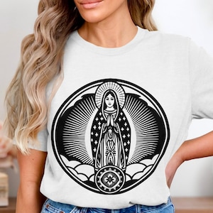 Virgin Mary svg, Our Lady of Guadalupe, Digital File, Religious Clipart, Catholic svg, png, dxf, Cricut Cut File, Vector Art