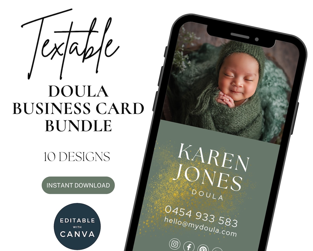 Digital Doula Business Card for Phone, Birth Coach Phone Template ...