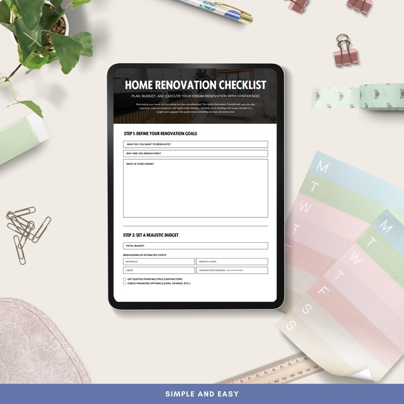 Home Renovation Checklist, Remodel Planner, DIY Home Improvement ...