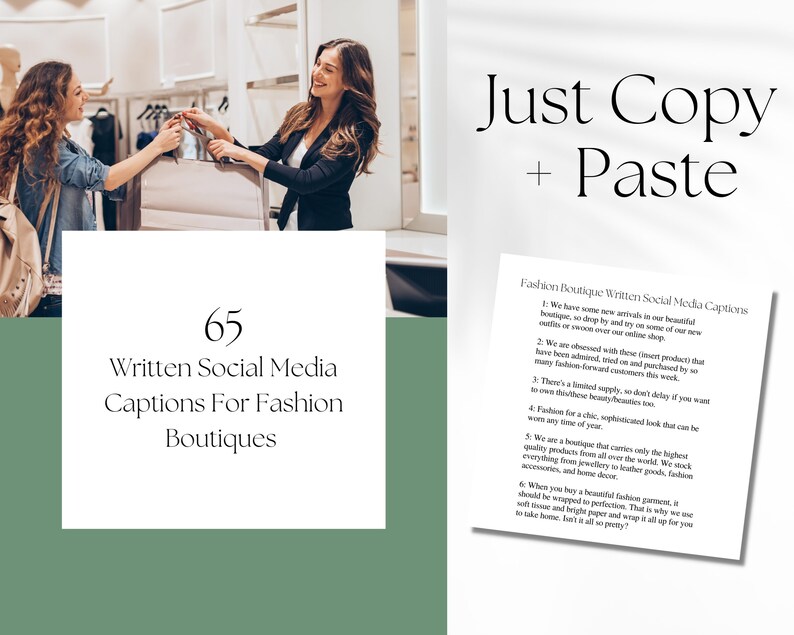 Written Social Media Captions for Fashion Boutiques Instagram Etsy