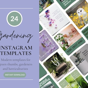 Gardening Instagram Templates, Horticulture Social Media Posts, Canva Templates For Green Thumb Gardeners, Hobby Gardeners Posts