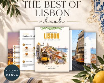 Lisbon Travel Guide Canva Template, Portugal Travel Guide, Editable Travel Ebook, Lisbon Trip Planner, Instant Download