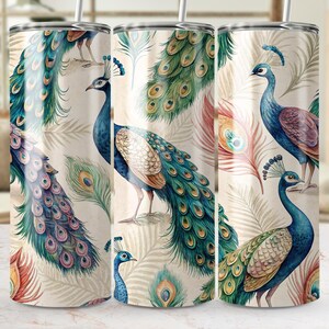 Peacock Tumbler Wrap PNG, Exotic Bird Digital Download, Seamless Tumbler Design, Sublimation Design, Printable Design, Animal Print