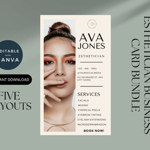 Beauty Therapist Business Cards, Canva Business Card Template, Esthetician Marketing, Editable Cards  For Influencers, Digital Marketing