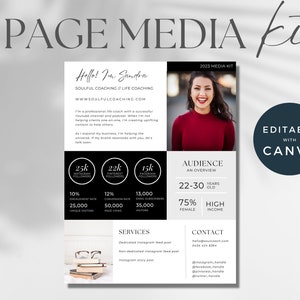 Media Kit Influencer Template Canva, Media Kit Canva Template, Media Kit Canva, Content Creator Media Kit, Influencer Marketing Templates