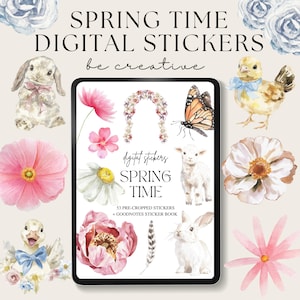 Spring Time Digital Stickers, Goodnotes Flower Stickers, Plant Stickers, App Planner Collection, Notability Ipad Set, Png Floral Stickers