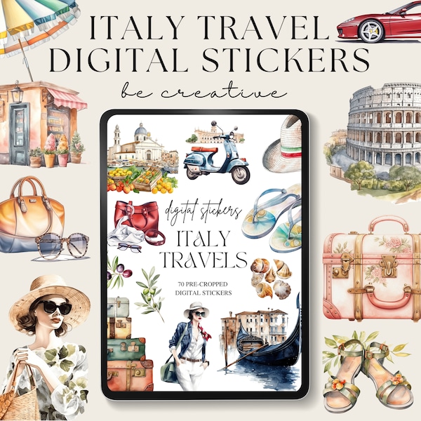 Stickers agenda numérique Italie, Stickers Goodnotes, Stickers voyage en Italie, Stickers numériques tourisme Rome Goodnotes, Ressources Notability