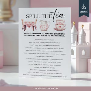 Spill The Tea Game, Fun Game Printable, Adult Tea Party Game, Brunch Activities for Women, Ladies Luncheon Games, Girls Night Games