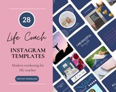 Life Coach Templates, Blue Mindset Coach Social Media Posts, Canva Templates For Life Coaches, Happy Quotes for IG