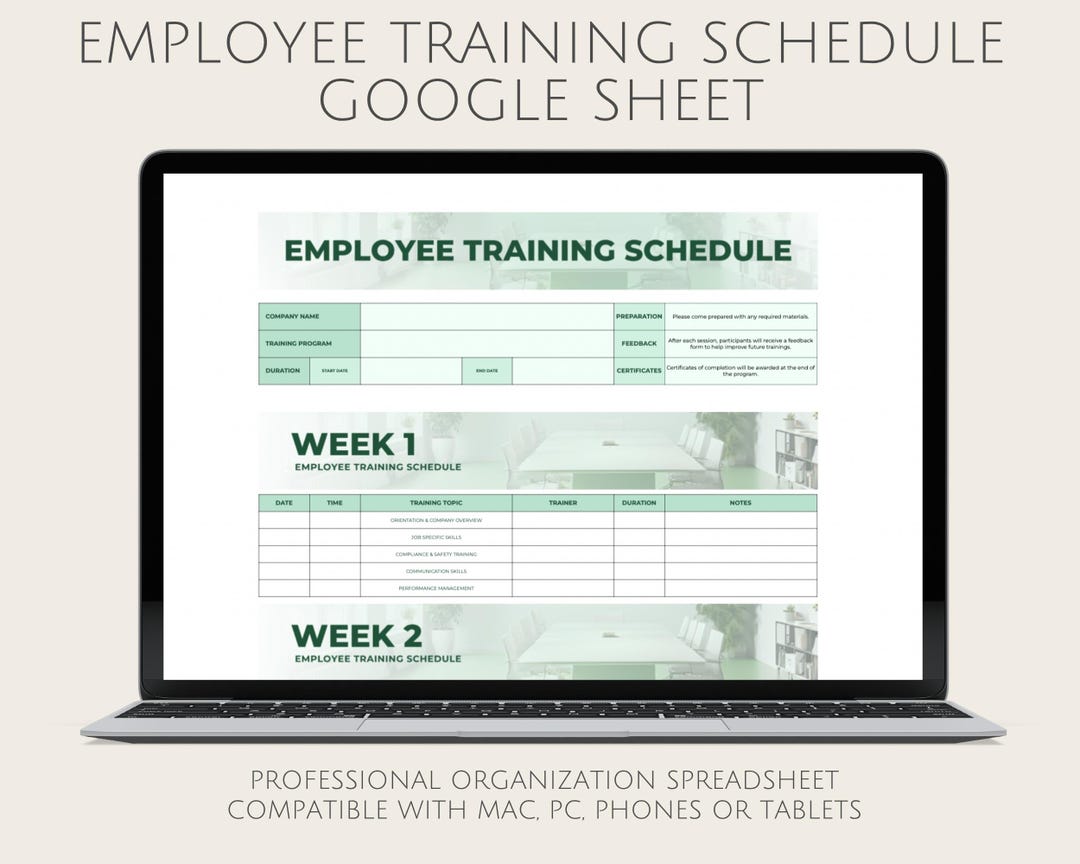Employee Training Schedule Google Sheet | Editable Staff Tracker ...